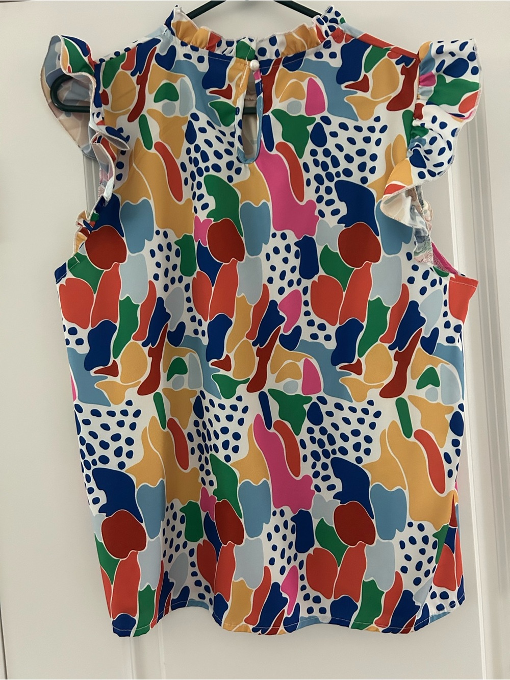 Colorful Abstract Print Ruffle Sleeve Dress - Picture 2 of 2